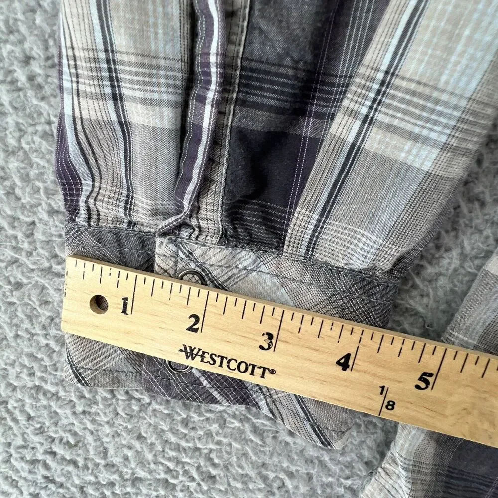 prAna Mens Large L/S‎ Button Down Tartan Madras Plaid Shirt Snap Hiking Outdoor